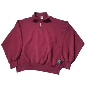 Vintage Russell Athletic Sweatshirt USA Made Mens 2XL Quarter Zip Fleece Crimson